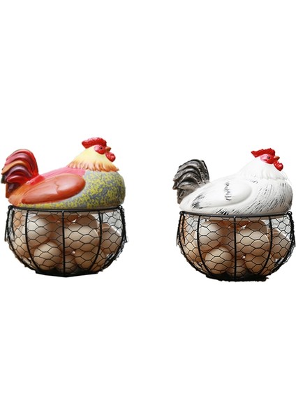Seramik Yumurta Tutucu Tavuk Tel Yumurta Sepeti Meyve Sepeti Koleksiyonu Tavuk Süsler Dekorasyon Mutfak Depolama 19CMX22CM(B) (Yurt Dışından)