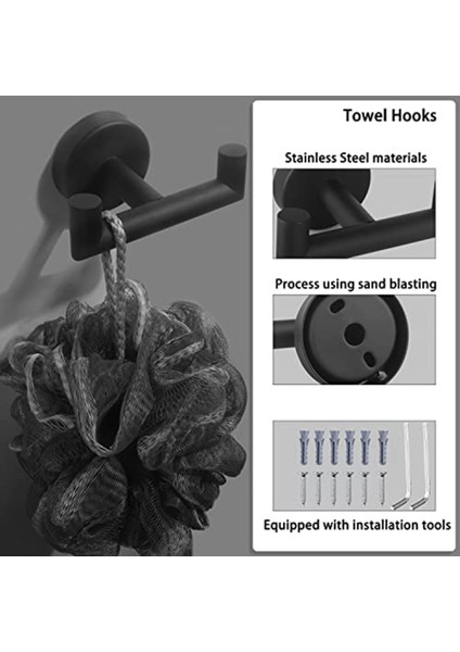 Banyo Için Çift Havlu Kancaları Siyah Duvara Monte Bornoz Askısı Çift Havlu Kancası Mutfak Banyo Için Havlu Tutucu (Yurt Dışından)
