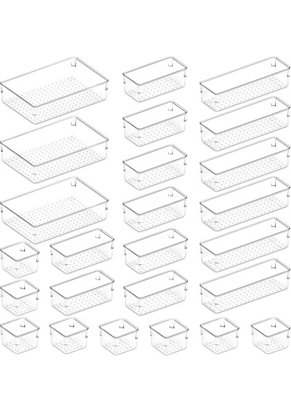 25 Adet Çekmece Organizatör Seti Şeffaf Plastik Masa Çekmece Düzenleyiciler Tepsiler Dresser Eşya Kutuları Makyaj Için Ayırma Kutusu (Yurt Dışından)