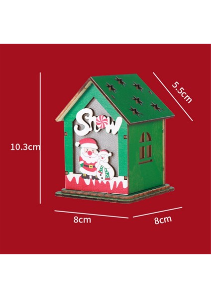 Noel Ahşap Ev Masa Topper Masa Dekor Masaüstü Dekor Noel Süsleri LED Işık Ahşap Ev (Yurt Dışından)