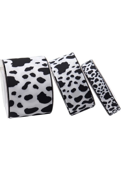 3 Adet Beyaz Siyah Inek Baskı Kablolu Kenar Şerit Zanaat Şeritler Hediye Paketleme Şerit Hayvan Baskı Şerit Dıy El Sanatları Parti Için (Yurt Dışından)