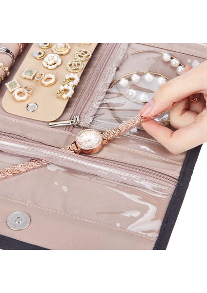 Takı Organizatör Rulo Katlanabilir Takı Saklama Çantası Taşınabilir Seyahat Takı Çantası Yumuşak Küpe Bilezik Depolama Tutucu (Yurt Dışından) modelleri