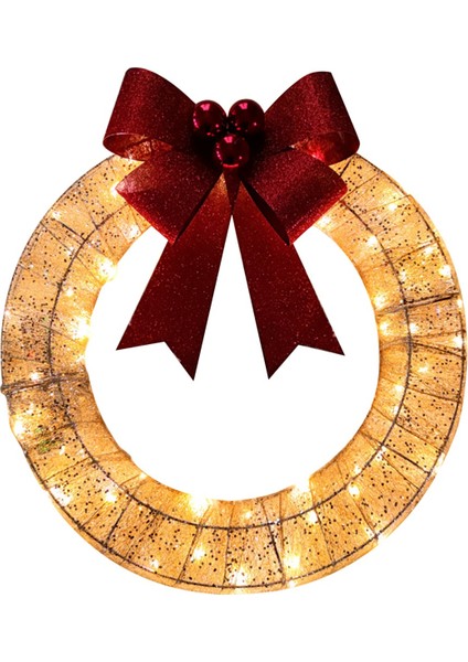 Ön Aydınlatmalı Dış Mekan Noel Çelengi Dekorasyonu, Noel Süslemeleri Işıklar Altın ile Açık Havada Kutsal Noel Çelengi (Yurt Dışından)