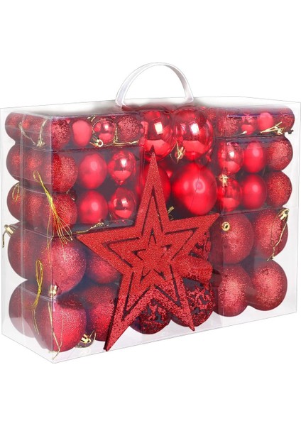 101 Adet Kırmızı Noel Topu Süsler Noel Ağacı Için, Kırılmaz Noel Ağacı Topları Dekoratif Baubles Asılı (Yurt Dışından)