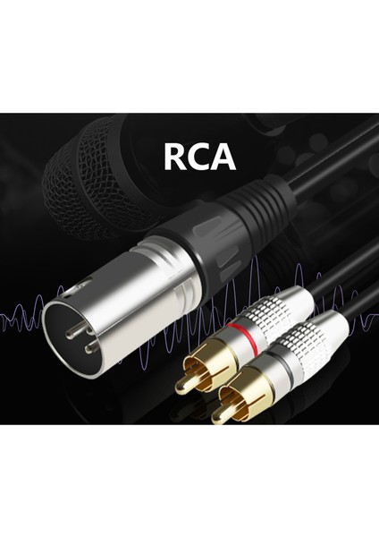 Xlr Erkek 2 Rca Erkek Fiş Stereo Ses Kablosu Konektörü Y Splitter Kablosu Mikrofon Karıştırma Konsolu Amplifikatör (1.5 M) (Yurt Dışından)