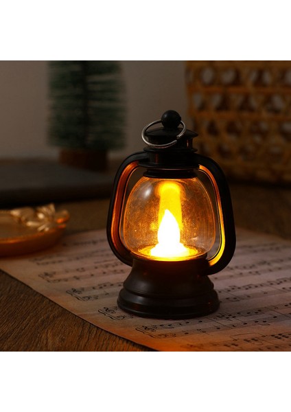 24 Adet Siyah Elektronik Mum Fener Işığı Alevsiz LED Gaz Lambası Mini Mum Işığı Asılı Fener Noel (Yurt Dışından)