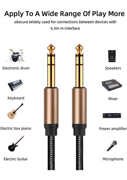 6.5mm Jack Ses Kablosu Örgülü Gitar Mikser Amplifikatör 1.8 M Jack Kablosu Erkek - Erkek Aux Kablosu (Yurt Dışından) indirimleri