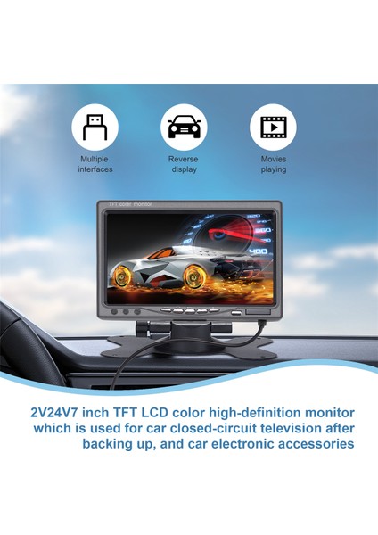 12 V-24 V 7 Inç Tft LCD Renkli Hd Monitör Araba Cctv Ters Dikiz Geri Görüş Kamerası Otomotiv Elektronik Aksesuarları (Yurt Dışından)