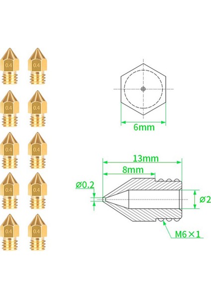 3D Yazıcı Aksesuarları Temizleme Kiti, 10X0.4MM Mk8 Sertleştirilmiş Çelik Nozul + 10X0.4MM Temizleme Iğnesi + Cımbız (Yurt Dışından)
