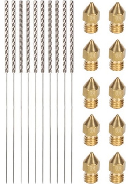 3D Yazıcı Aksesuarları Temizleme Kiti, 10X0.4MM Mk8 Sertleştirilmiş Çelik Nozul + 10X0.4MM Temizleme Iğnesi + Cımbız (Yurt Dışından)