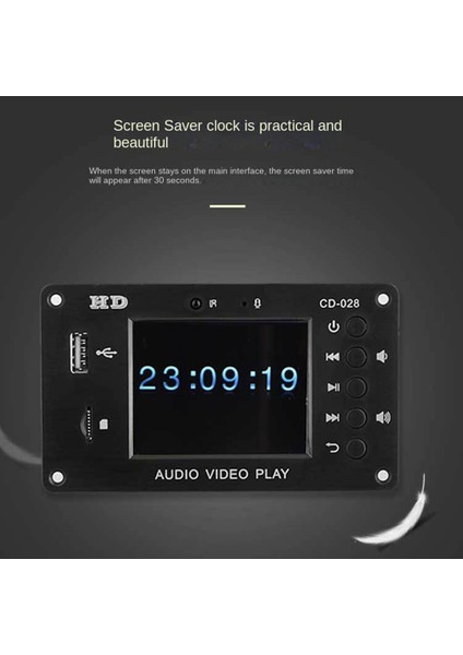Taşınabilir Hd Araba Kayıpsız Tam Format Mp5 Bluetooth 5.0 Takvim Saati Çalar Saat 2.8 Inç Tft Ekran Fm Ses Modülü (Yurt Dışından)