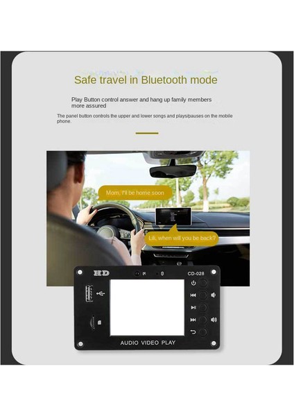 Taşınabilir Hd Araba Kayıpsız Tam Format Mp5 Bluetooth 5.0 Takvim Saati Çalar Saat 2.8 Inç Tft Ekran Fm Ses Modülü (Yurt Dışından)