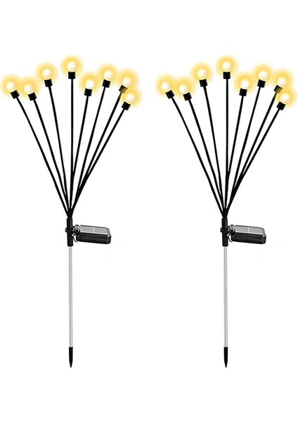 Güneş Enerjili Bahçe Işıkları, Yükseltilmiş 8led Ateş Böceği Işıkları Güneş Enerjili Açık Hava Su Geçirmez, Sallanan Işıklar Dekorasyon, Sıcak Beyaz 2 Adet (Yurt Dışından)