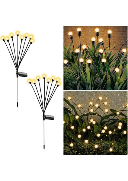 Güneş Enerjili Bahçe Işıkları, Yükseltilmiş 8led Ateş Böceği Işıkları Güneş Enerjili Açık Hava Su Geçirmez, Sallanan Işıklar Dekorasyon, Sıcak Beyaz 2 Adet (Yurt Dışından) fiyatları