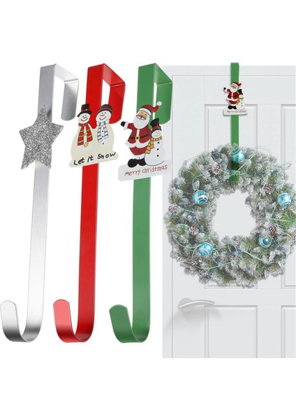 3 Adet 12 Inç Noel Çelenk Askıları Karikatür Kapı Kancaları Kış Kardan Adam Santa Yıldız Ön Kapı Askıları (Yurt Dışından)