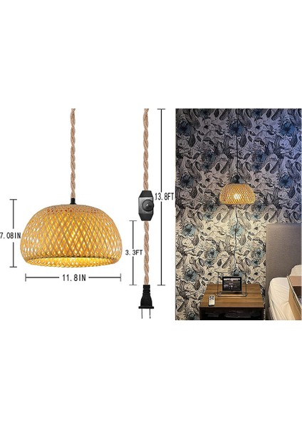 Takın Kolye Işık Asılı Lamba Anahtarı Halat Kablosu Bambu Abajur Hasır Rattan Asılı Işıklar Abd Tak (Yurt Dışından) fiyatları