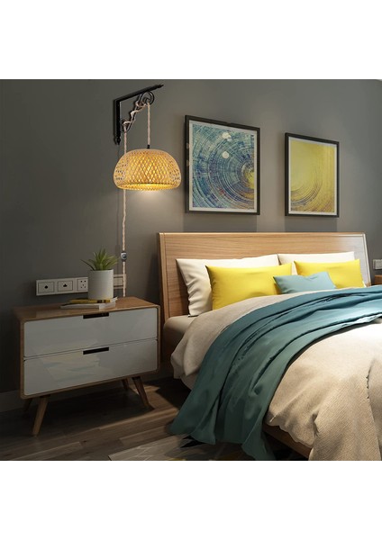 Takın Kolye Işık Asılı Lamba Anahtarı Halat Kablosu Bambu Abajur Hasır Rattan Asılı Işıklar Abd Tak (Yurt Dışından) modelleri