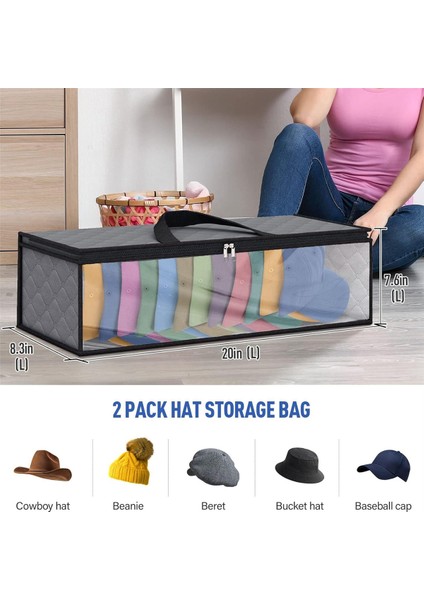 Beyzbol Için 2 Paket Şapka Saklama Çantası, Kapaklar Şapka Organizatör Vaka Şapka Tutucu Raf 2 Taşıma Kolları ile Dolap Nemi (Yurt Dışından)