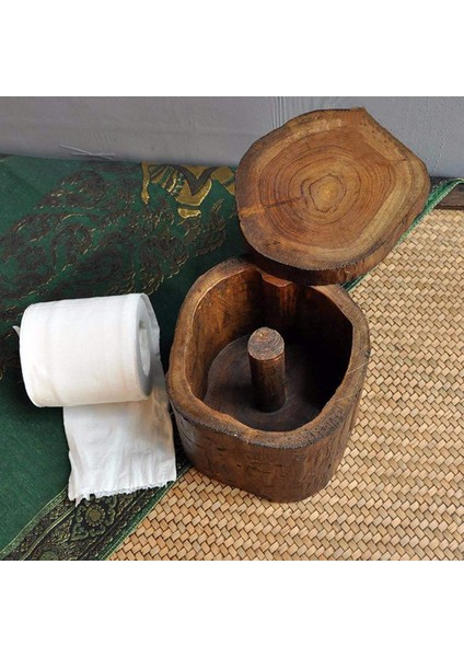 Vintage Ahşap Kağıt Tüp Ev Otel Odası Doku Kutusu Banyo Rulo Tutucu Banyo Mutfak Kağıdı Tutucu (Yurt Dışından)