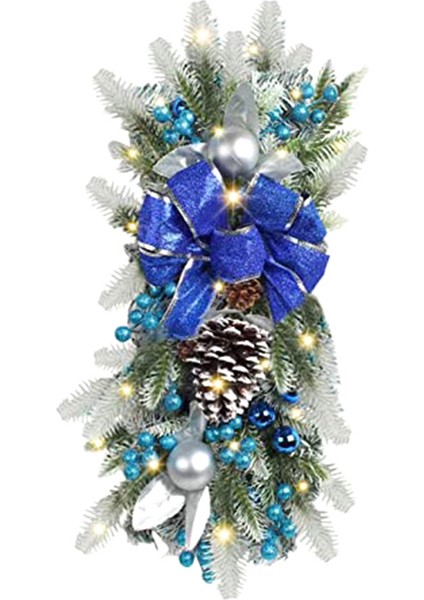 Akülü Ön Aydınlatmalı Merdiven Noel, Ön Kapı Için Noel Çelenkleri, Kapalı Açık Mavi Için Asılı Süsler (Yurt Dışından)