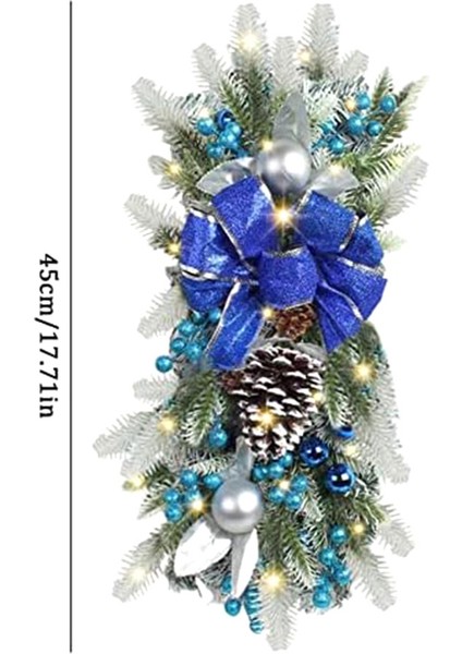 Akülü Ön Aydınlatmalı Merdiven Noel, Ön Kapı Için Noel Çelenkleri, Kapalı Açık Mavi Için Asılı Süsler (Yurt Dışından)