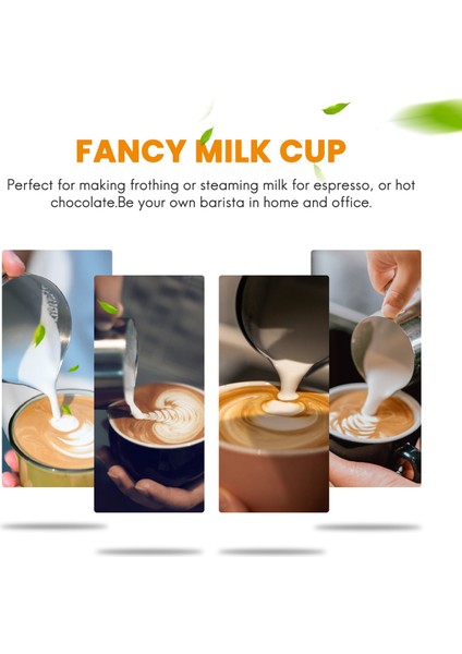 Süt Köpürtme Sürahisi 350ML (12OZ)BUHARLAMA Sürahi Paslanmaz Çelik Süt Kahve Cappuccino Latte Art Barista Buhar Sürahi Süt Sürahisi Dekorasyon Kalemli Fincan (Yurt Dışından) modelleri