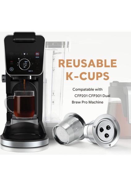 Ninja CFP201 CFP301 Kahve Makinesi Üç Delikli K Fincan Sirkülasyon Paslanmaz Çelik Kahve Kapsül Filtresi, 2 Adet (Yurt Dışından) fırsatları