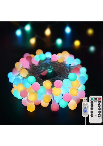 Küre Dize Işıklar Dış Mekan Suya Dayanıklı, Uzaktan Kumandalı 100 LED Renkli Küre Işık, Arka Bahçe Için USB Dize Işıklar, Veranda (Yurt Dışından) fiyatları