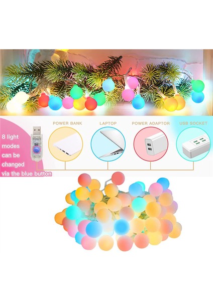 Küre Dize Işıklar Dış Mekan Suya Dayanıklı, Uzaktan Kumandalı 100 LED Renkli Küre Işık, Arka Bahçe Için USB Dize Işıklar, Veranda (Yurt Dışından) fırsatları