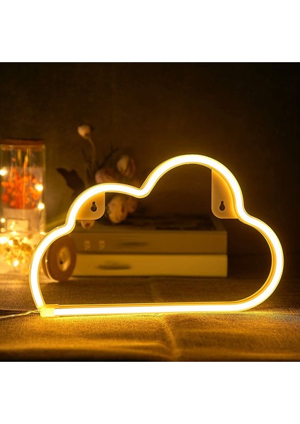 Bulut Şeklinde Neon Işık Sıcak Beyaz, LED Neon Işık, Duvar Dekorasyonuna Uygun Gece Lambası, Çocuk Odası, Bar Vb. (Yurt Dışından)