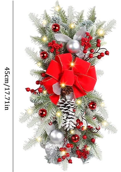 Akülü Ön Aydınlatmalı Merdiven Noel, Ön Kapı Için Noel Çelenkleri, Kapalı Açık Kırmızı Için Asılı Süsler (Yurt Dışından)