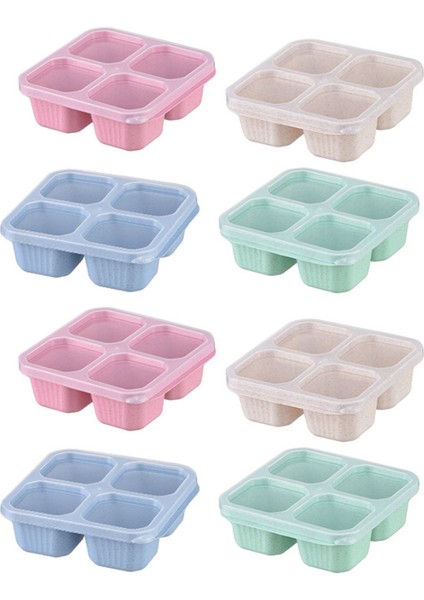 Atıştırmalık Kapları Yeniden Kullanılabilir 4 Bölünmüş Bölmeli Bento Snack Box Atıştırmalıklar, Meyveler, Kuruyemişler, Şekerler Içeren Yemek Hazırlama Kapları (Yurt Dışından)