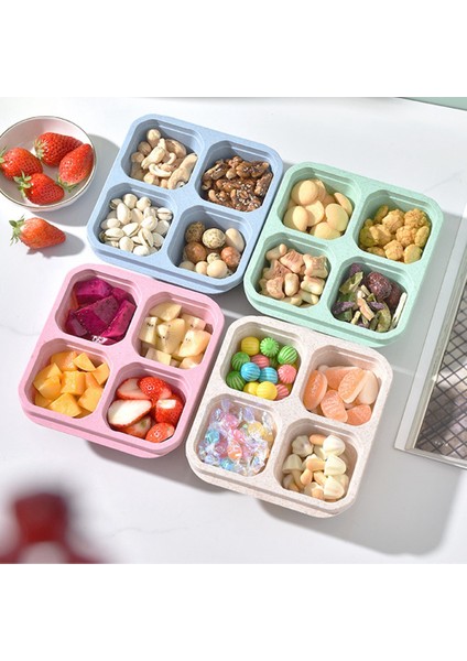 Atıştırmalık Kapları Yeniden Kullanılabilir 4 Bölünmüş Bölmeli Bento Snack Box Atıştırmalıklar, Meyveler, Kuruyemişler, Şekerler Içeren Yemek Hazırlama Kapları (Yurt Dışından) modelleri