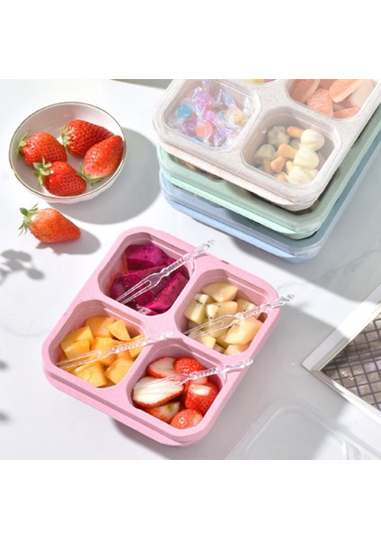 Atıştırmalık Kapları Yeniden Kullanılabilir 4 Bölünmüş Bölmeli Bento Snack Box Atıştırmalıklar, Meyveler, Kuruyemişler, Şekerler Içeren Yemek Hazırlama Kapları (Yurt Dışından) fırsatları
