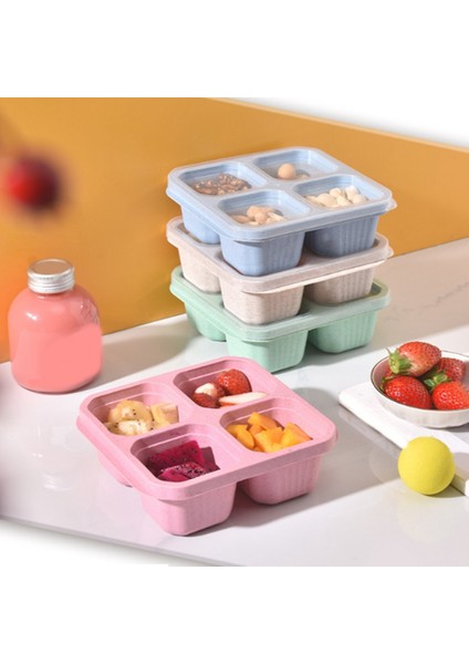 Atıştırmalık Kapları Yeniden Kullanılabilir 4 Bölünmüş Bölmeli Bento Snack Box Atıştırmalıklar, Meyveler, Kuruyemişler, Şekerler Içeren Yemek Hazırlama Kapları (Yurt Dışından) indirimleri