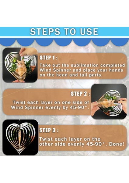 3 Paket Süblimasyon Rüzgar Spinner Boşlukları, Bahçe Pencere Yard Için Metal Boş Rüzgar Spinners Rüzgar Kinetik Heykeller (Yurt Dışından)