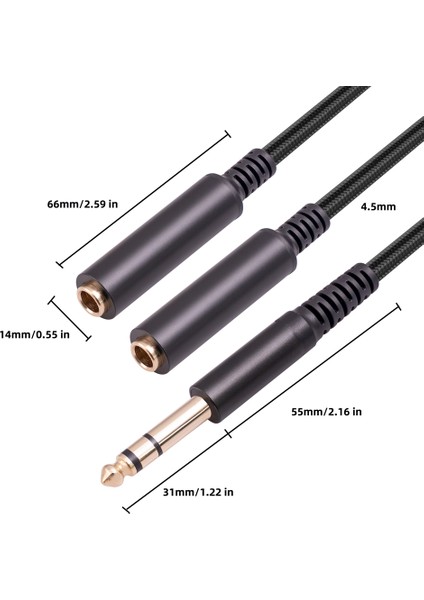6.35 mm Erkek 2 6.35 mm Dişi Ses Adaptör Kablosu 1/4 6.35MM Fiş Çift 6.35MM Y Splitter Stereo Ses Kablosu (Yurt Dışından) indirimleri