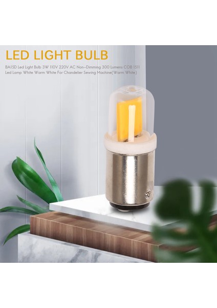 BA15D LED Ampul 3W 110V 220V Ac Karartmayan 300 Lümen Cob 1511 LED Lamba Beyaz Avize Dikiş Makinesi Için Sıcak Beyaz (Sıcak Beyaz) (Yurt Dışından)