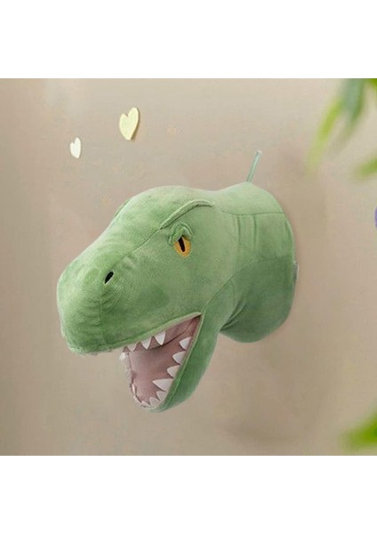 2 Parça Dinozor Kafası Duvar Süsleri 3D Sevimli Çocuk Odası Oturma Odası Bebek (Yurt Dışından)