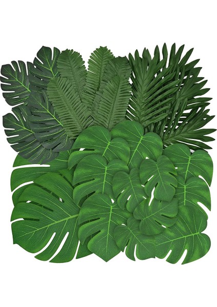84 Pcs 6 Çeşit Yapay Palmiye Yaprakları, Tropikal Monstera Yaprakları, Orman Yaprakları Süslemeleri, Saplı Palmiye Yaprağı (Yurt Dışından)