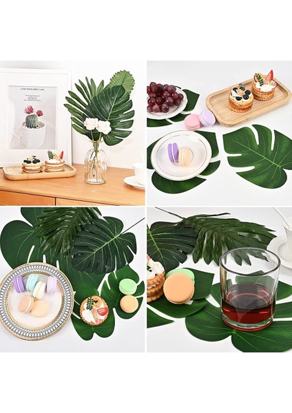 84 Pcs 6 Çeşit Yapay Palmiye Yaprakları, Tropikal Monstera Yaprakları, Orman Yaprakları Süslemeleri, Saplı Palmiye Yaprağı (Yurt Dışından)