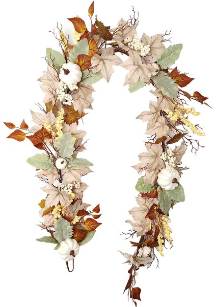 Güz Dekoru - Güz Çelenk -6ft Sonbahar Yaprak Kabak Berry Garland - Şömine Cadılar Bayramı Hasat Süslemeleri (Yurt Dışından)