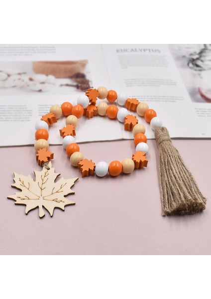 Halat Püsküller Boncuklu Akçaağaç Yaprakları, Ahşap Boncuk ve Sicim Dıy Ev Dekorasyon Kolye (Yurt Dışından) modelleri