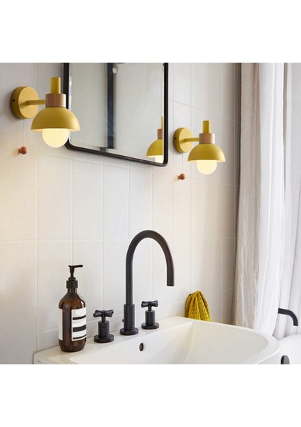 Oturma Odası Sundurma Koridor Lambası Iskandinav Minimalist Modern Yatak Odası Başucu Lambası Macaron Duvar Lambası (Sarı) (Yurt Dışından) modelleri