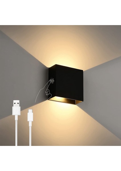 Dokunmatik Duvar Lambası USB Şarj Edilebilir Gece Lambası Alüminyum, Manyetik Duvar Lambası Iç Mekan Dokunmatik Kısılabilir (Beyaz Işık) (Yurt Dışından)
