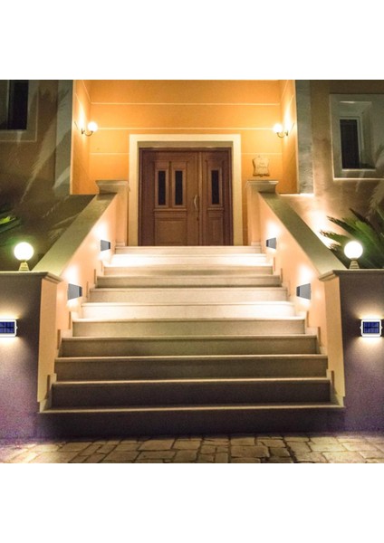 Dekorasyon LED Güneş Enerjili Dış Mekan Işıkları Güneş Çit Lambası IP65 Su Geçirmez Güneş Güverte Işığı Otomatik Açma/kapama Modu 4 Adet Beyaz (Yurt Dışından)