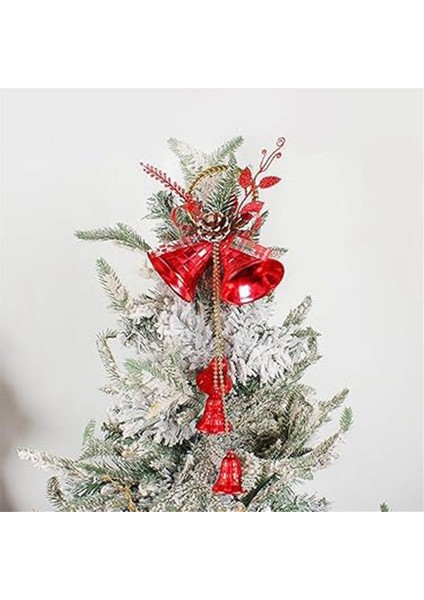 4 Adet Noel Jingle Bells Kapı Askısı Süsler 5 Çan ve Çam Kozalağı ile Kırmızı Noel Ağacı Süslemeleri (Yurt Dışından)
