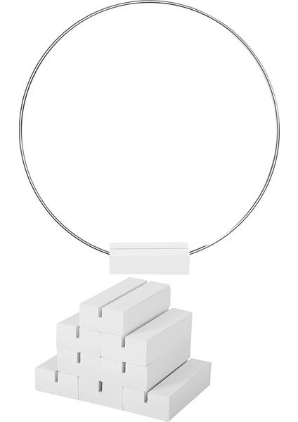 10 Adet 25 cm Metal Çiçek Hoop Centerpiece Masa Ahşap Standı Çelenk Makrome Gümüş Hoop Yüzükler Dıy El Sanatları Için (Beyaz) (Yurt Dışından)