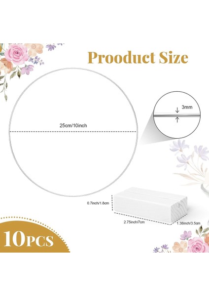 10 Adet 25 cm Metal Çiçek Hoop Centerpiece Masa Ahşap Standı Çelenk Makrome Gümüş Hoop Yüzükler Dıy El Sanatları Için (Beyaz) (Yurt Dışından) modelleri