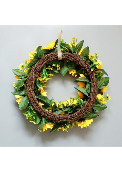 Yapay Ayçiçeği Çelenk Ilkbahar Tüm Yıl Boyunca Çiçek Yeşil Yaprak Açık Ön Kapı Iç Mekan Duvar Dekoru (Yurt Dışından) indirimleri